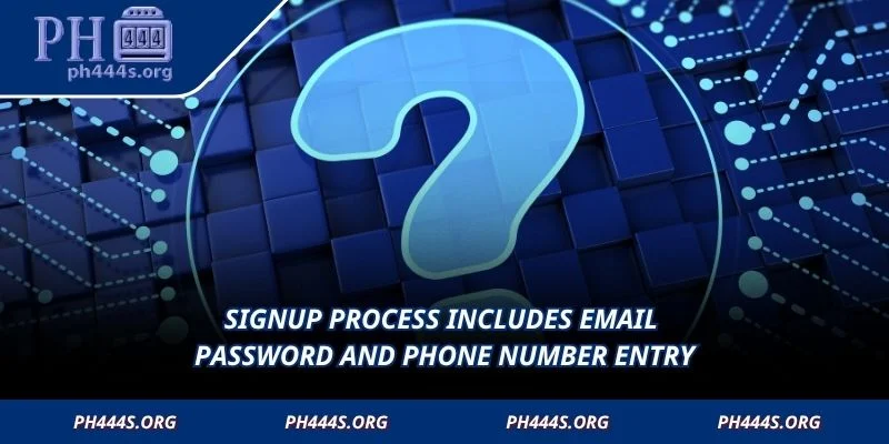 Signup process includes email password and phone number entry