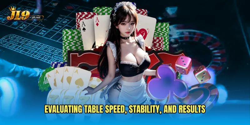 Evaluating table speed, stability, and results